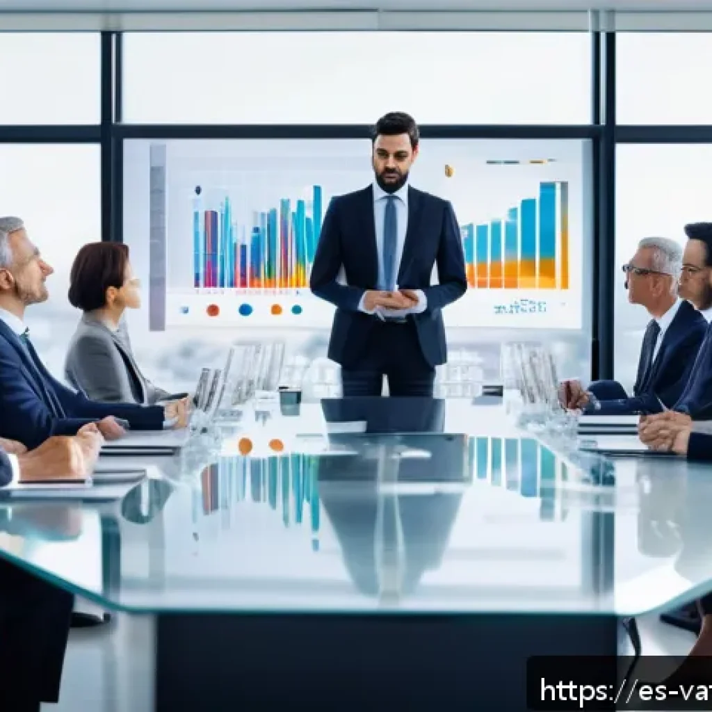 가치 기반 우선순위화의 외부 요인 분석 - A modern corporate boardroom scene featuring a diverse group of business professionals analyzing dyn...